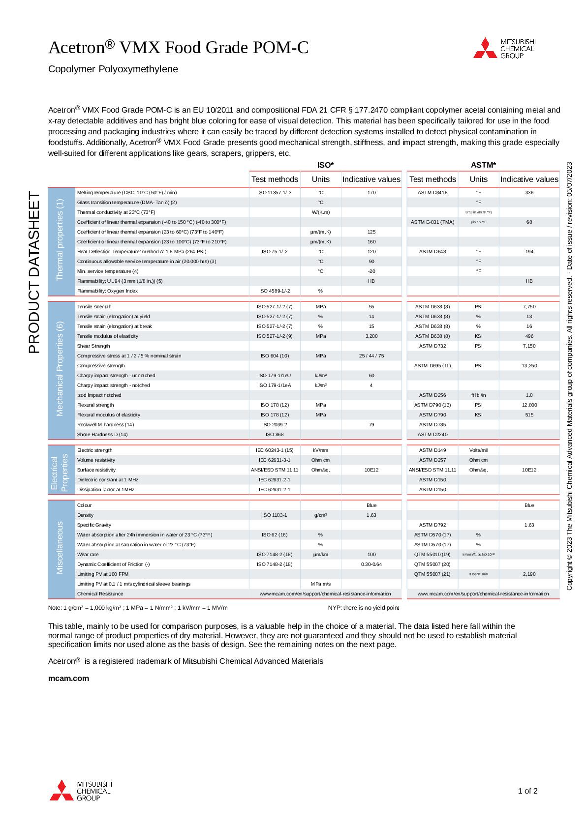Acetron VMX Food Grade POM-C