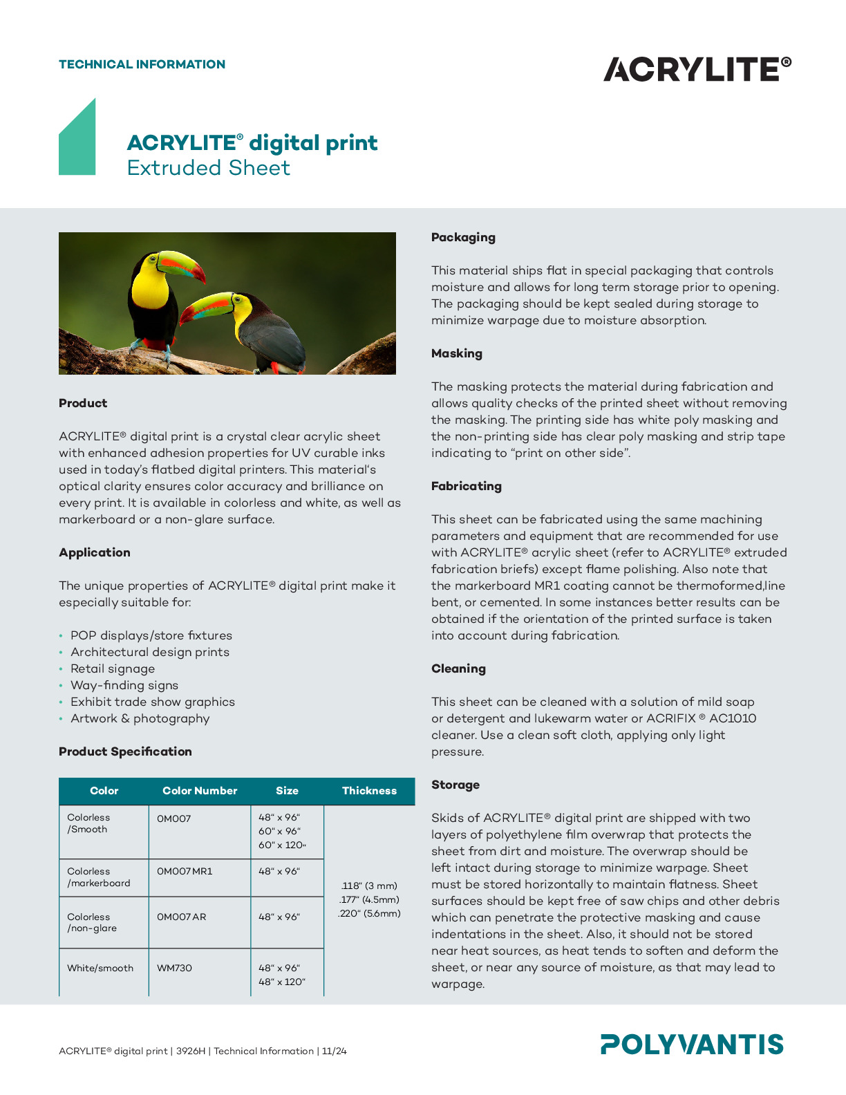 ACRYLITE® Digital Print Technical & Fabrication Information