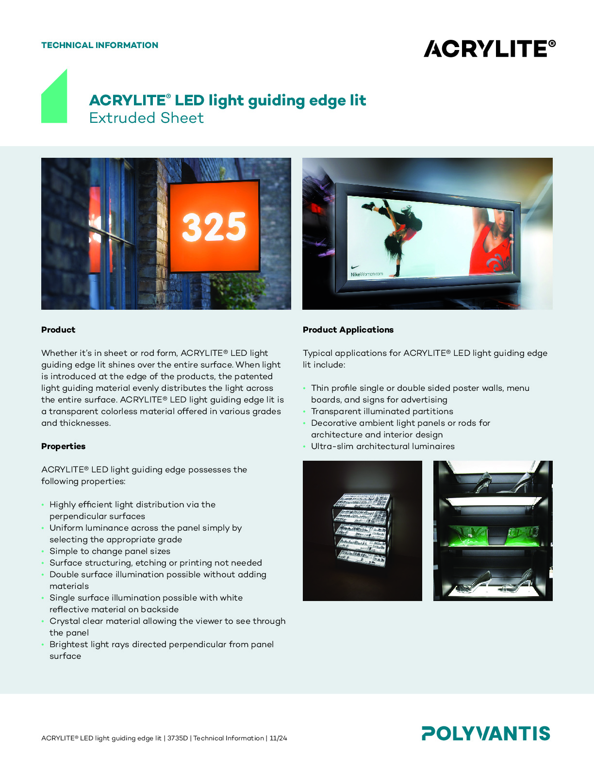 ACRYLITE® LED Light Guiding Edge Lit Technical Information