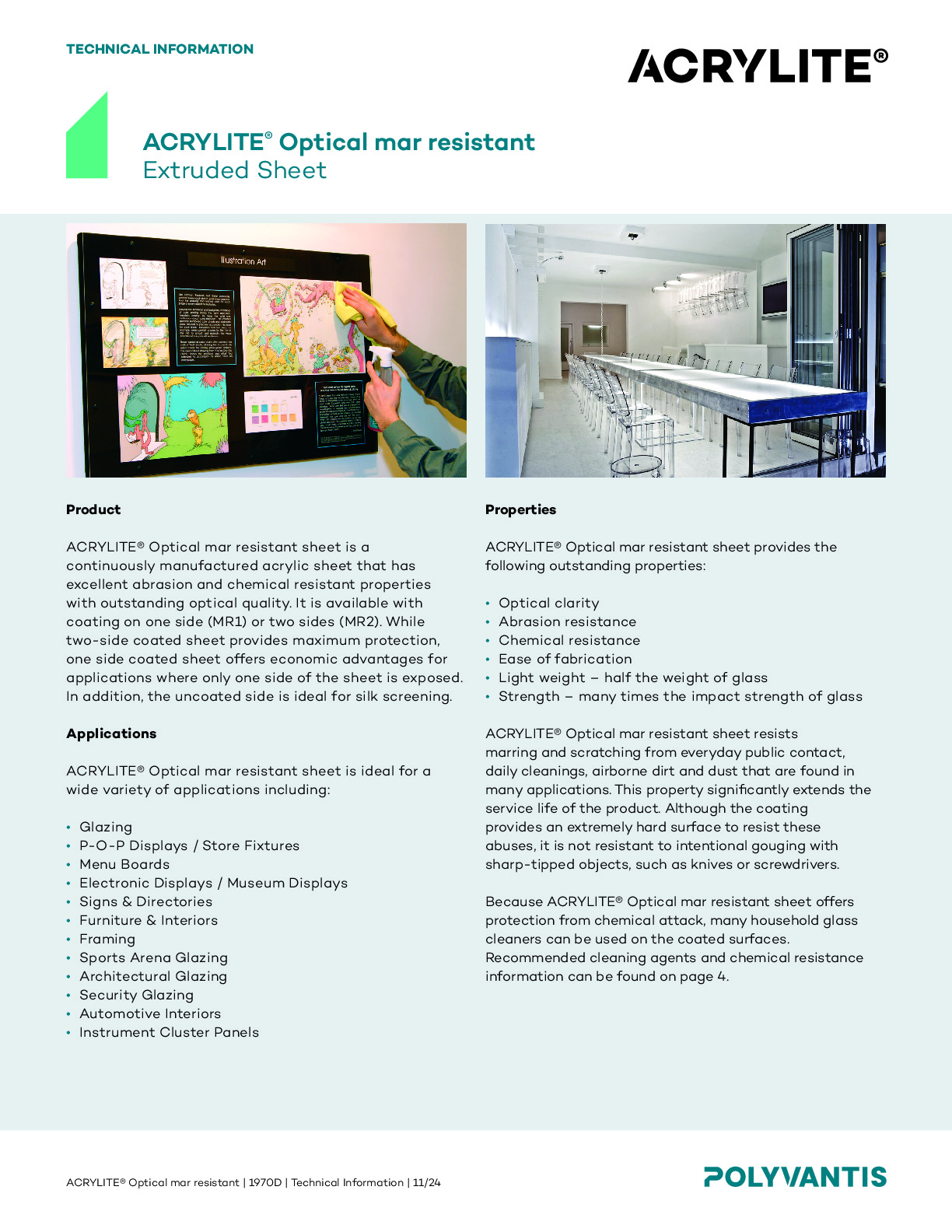 ACRYLITE® Optical Mar Resistant Technical Information