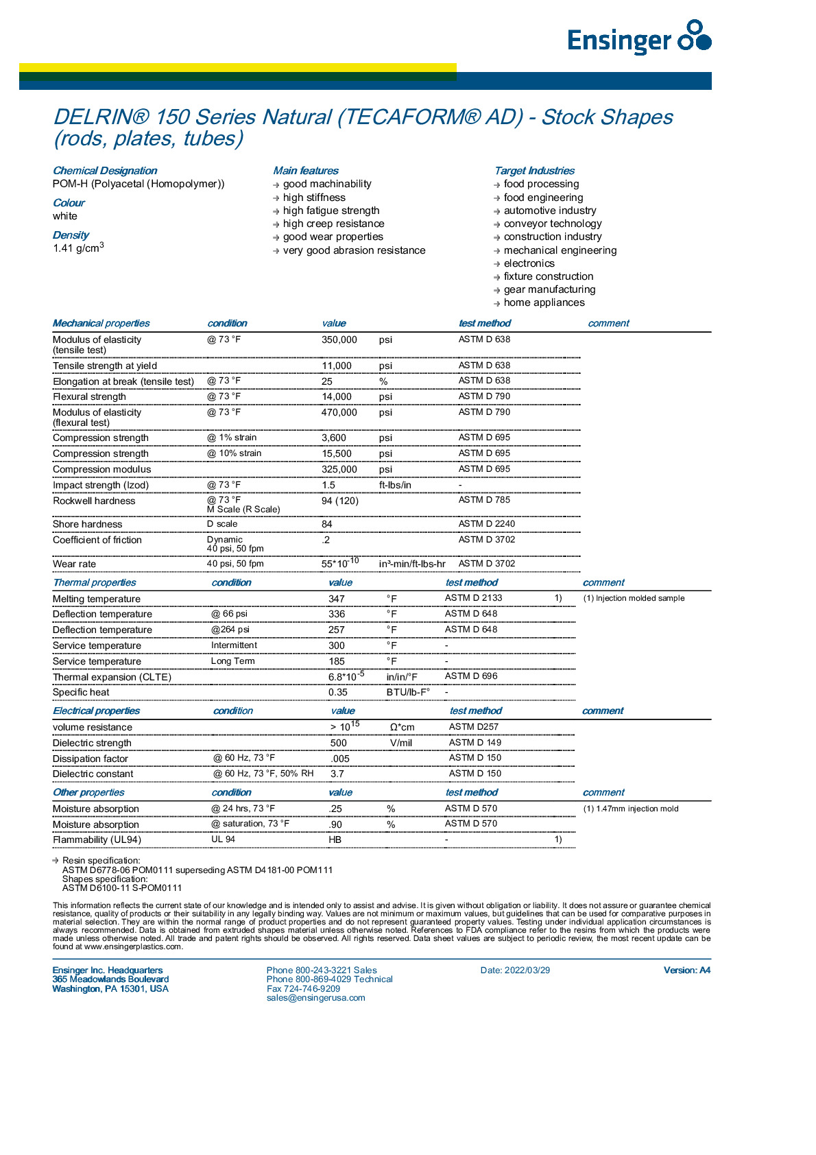 Delrin 150 black (TECAFORM AD)
