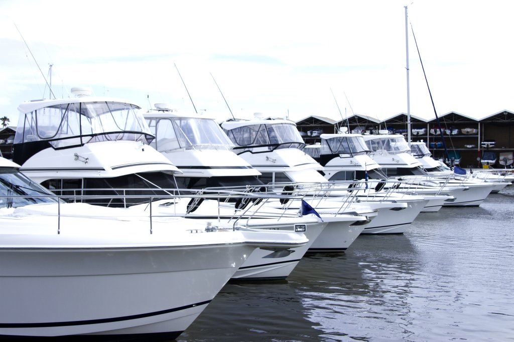 seven boats with enclosures