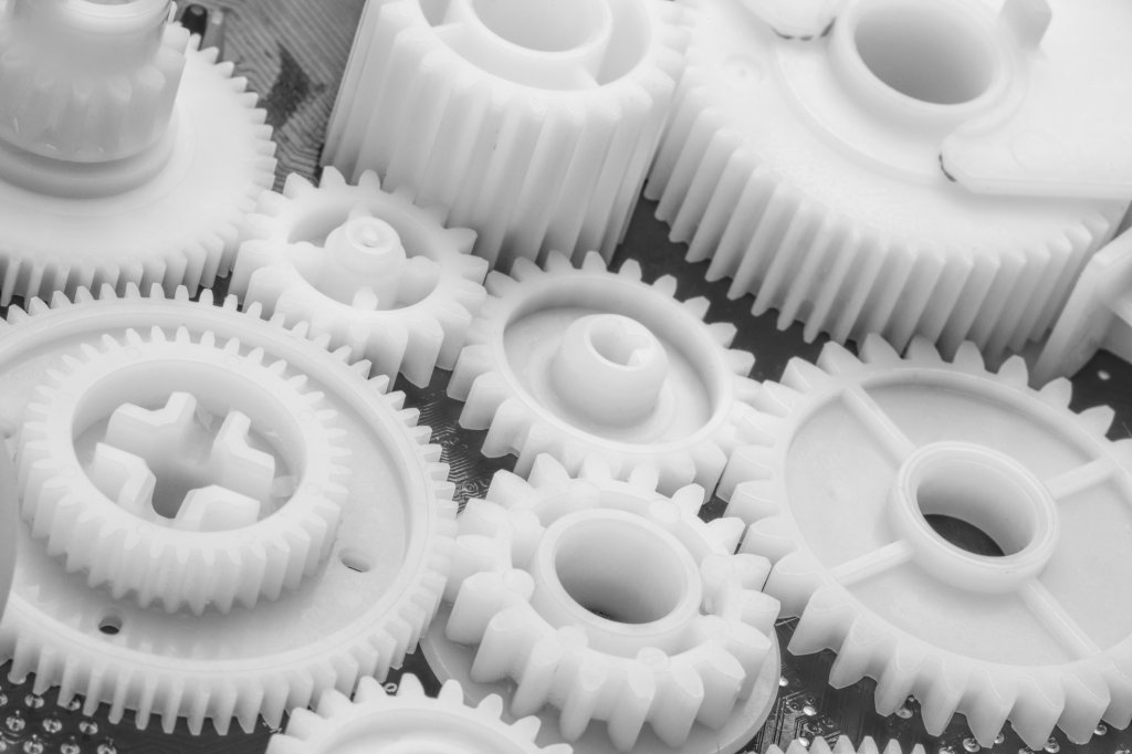 white plastic gears