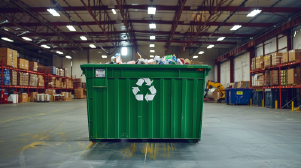 recycle bin in a warehouse